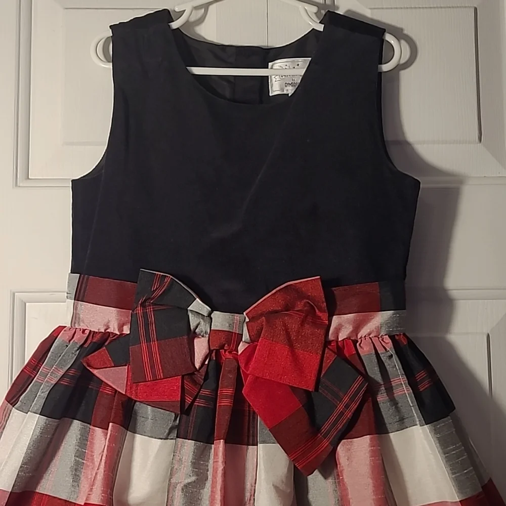 Gymboree Girls 8 Holiday gingham plaid striped black red fancy tulle dress